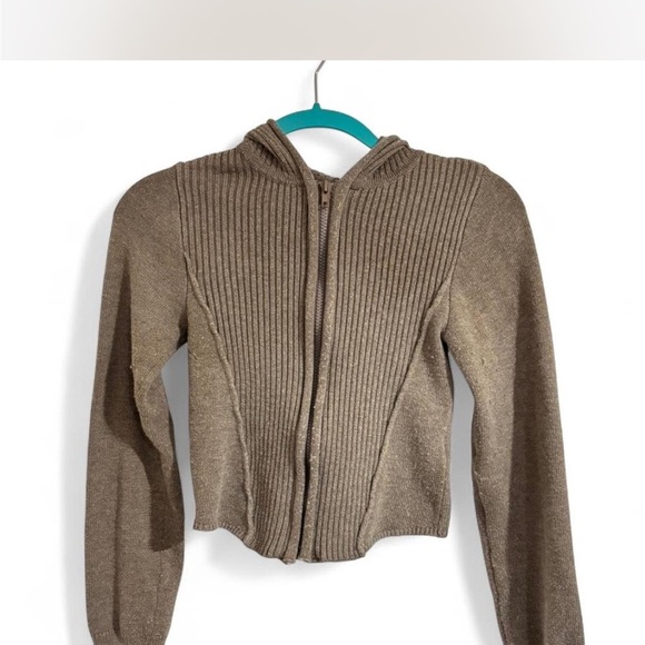 Forever 21 Sweaters - Forever 21 Brown Ribbed Zip-Up Sweater